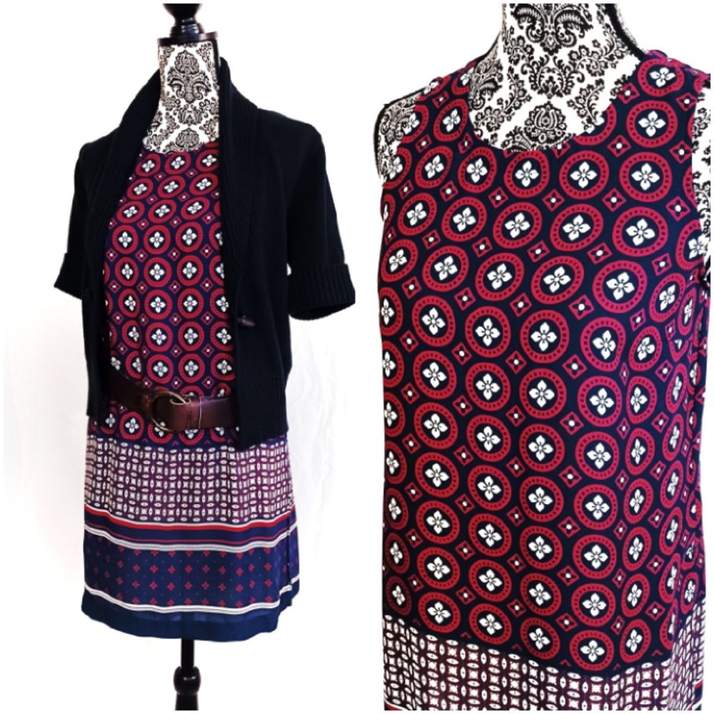 BANANA REPUBLIC Sleeveless Side Slit Print Swing Tunic Dress XS